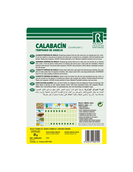 Semilla Calabacín Temprano de Argelia 8g