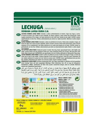 Semillas Lechuga Romana larga Rubia S.N. 6g