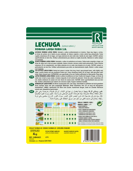 Semillas Lechuga Romana larga Rubia S.N. 6g