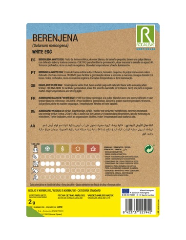 Semilla Berenjena Blanca White egg 2g