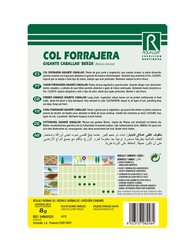 Semillas Col Forrajera Gigante Caballar "Berza" 8g