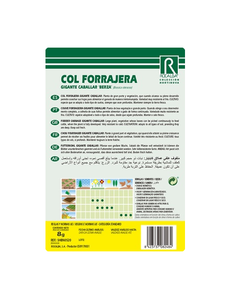 Semillas Col Forrajera Gigante Caballar "Berza" 8g