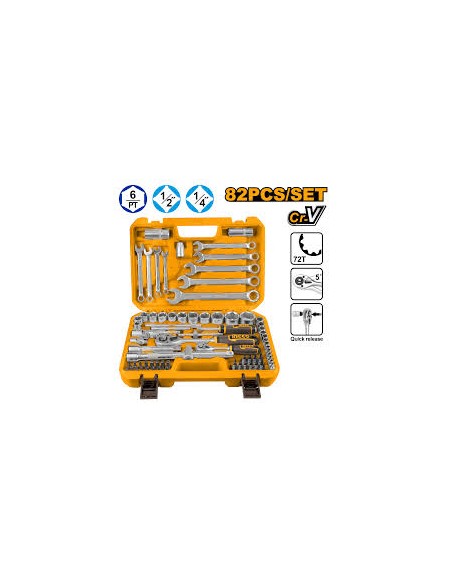 MALETA HERRAMIENTAS 82 PCS 1/4″- 1/2″