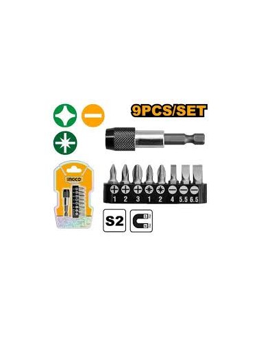 SET 9 PCS PORTAPUNTAS + PUNTAS INGCO AKSD0071