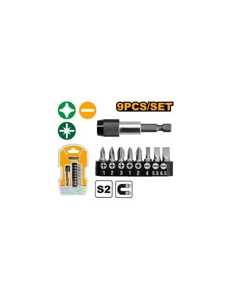 SET 9 PCS PORTAPUNTAS + PUNTAS INGCO AKSD0071