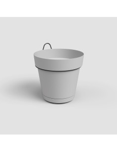 MACETA CAPRI ANCHA GRIS CLARO